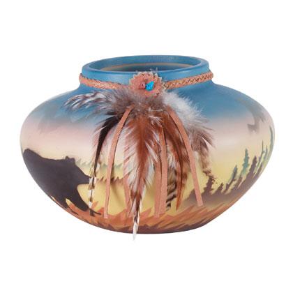 33164 SOUTHWESTERN VASE WITH BEAR