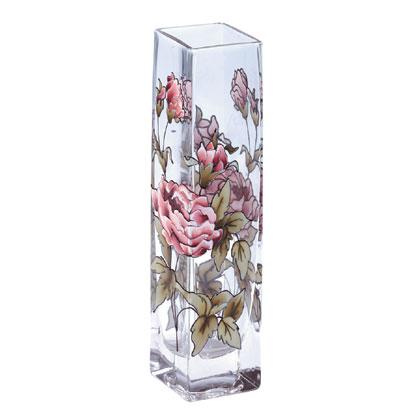 33180 PAINT GLASS VICTORIAN ROSE VASE